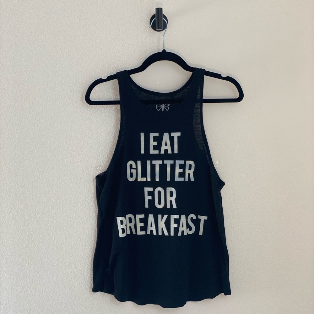 Screen Tank Black Large - Glitter Breakfast